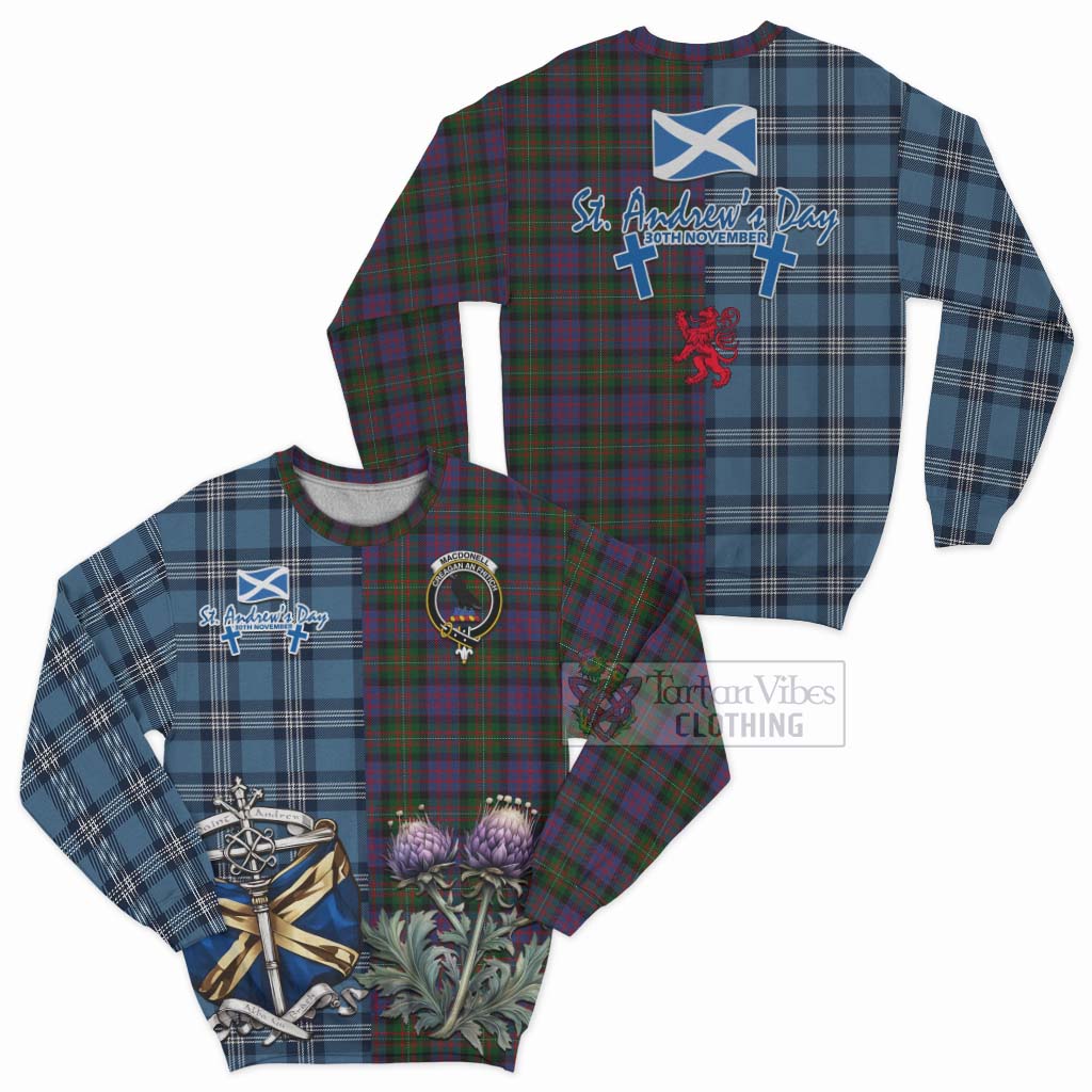 MacDonell (McDonell) Tartan Sweatshirt Happy St. Andrew's Day Half Tartan Style Unisex - Tartan Vibes Clothing