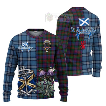 MacDonell (McDonell) Tartan Knitted Sweater Happy St. Andrew's Day Half Tartan Style Unisex - Tartan Vibes Clothing