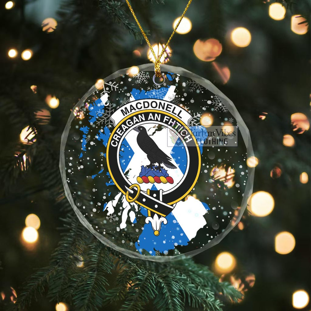 MacDonell (McDonell) Clan Crest Christmas Glass Ornament with Scotland Map Transparent Glass Circle - 2D-tartanvibesclothing