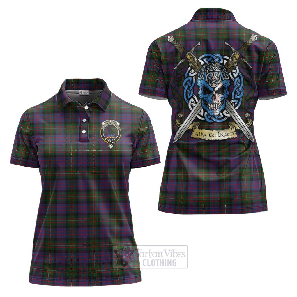 MacDonell (McDonell) Tartan Women's Polo Shirt with Family Crest Celtic Skull Style Women - Tartan Vibes Clothing
