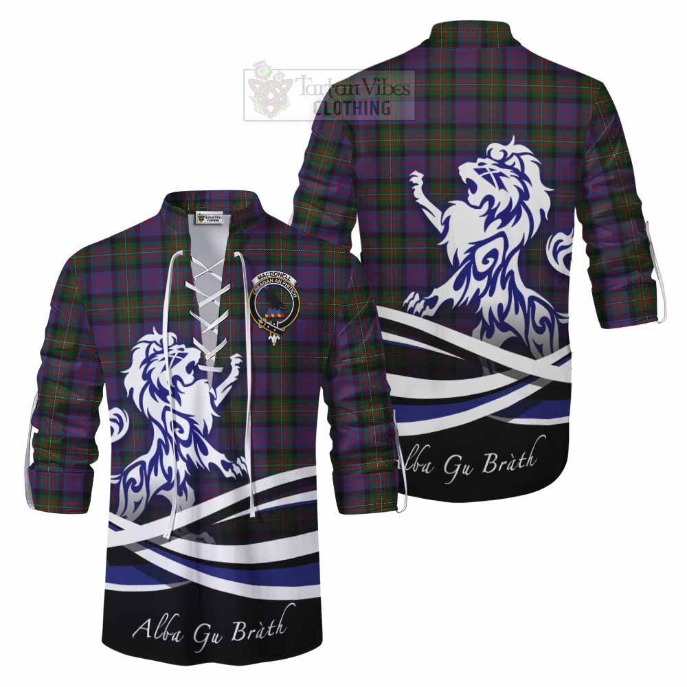 MacDonell (McDonell) Tartan Ghillie Kilt Shirt with Alba Gu Brath Regal Lion Emblem Men - Tartan Vibes Clothing