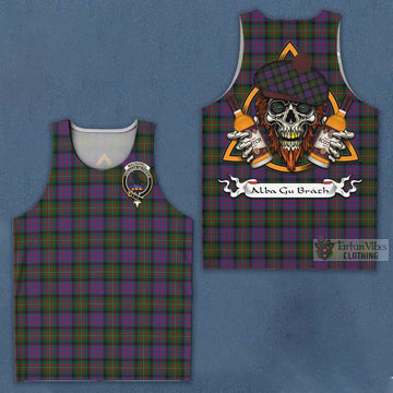 MacDonell (McDonell) Tartan Men's Tank Top with Family Crest and Bearded Skull Holding Bottles of Whiskey Men - Tartan Vibes Clothing
