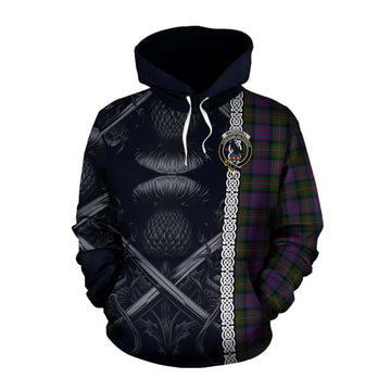 MacDonell (McDonell) Tartan Cotton Hoodie with Family Crest Cross Sword Thistle Celtic Vibes Pullover Hoodie XS - Tartan Vibes Clothing