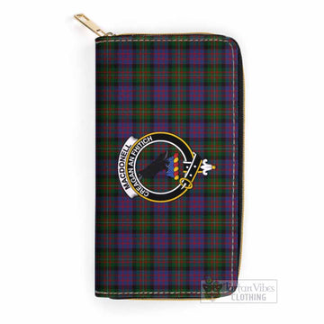 Tartan Vibes Clothing MacDonell (McDonell) Tartan Women's Leather Wallet with Family Crest