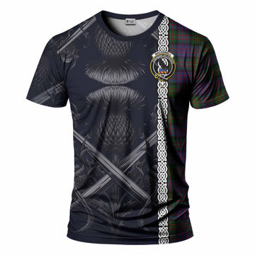 MacDonell (McDonell) Tartan T-Shirt with Family Crest Cross Sword Thistle Celtic Vibes