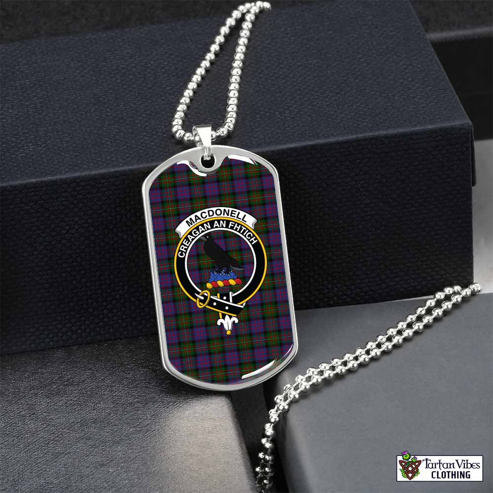 MacDonell (McDonell) Tartan Dog Tag Necklace with Family Crest Silver No - Tartan Vibes Clothing
