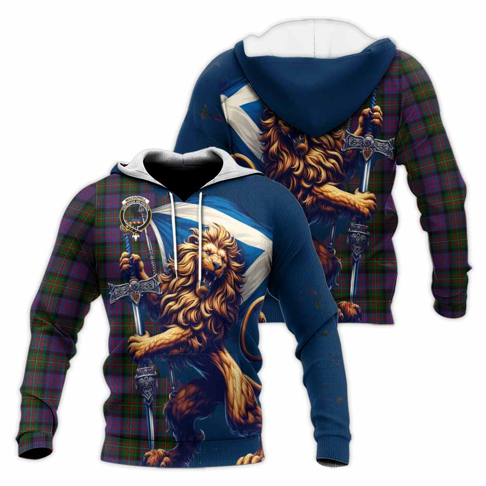 MacDonell (McDonell) Tartan Family Crest Knitted Hoodie with Scottish Majestic Lion Unisex Knitted Pullover Hoodie - Tartan Vibes Clothing