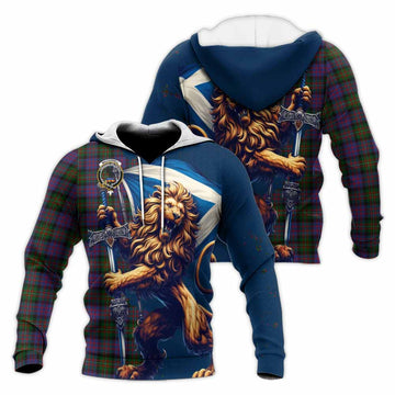 MacDonell (McDonell) Tartan Family Crest Knitted Hoodie with Scottish Majestic Lion Unisex Knitted Pullover Hoodie - Tartan Vibes Clothing