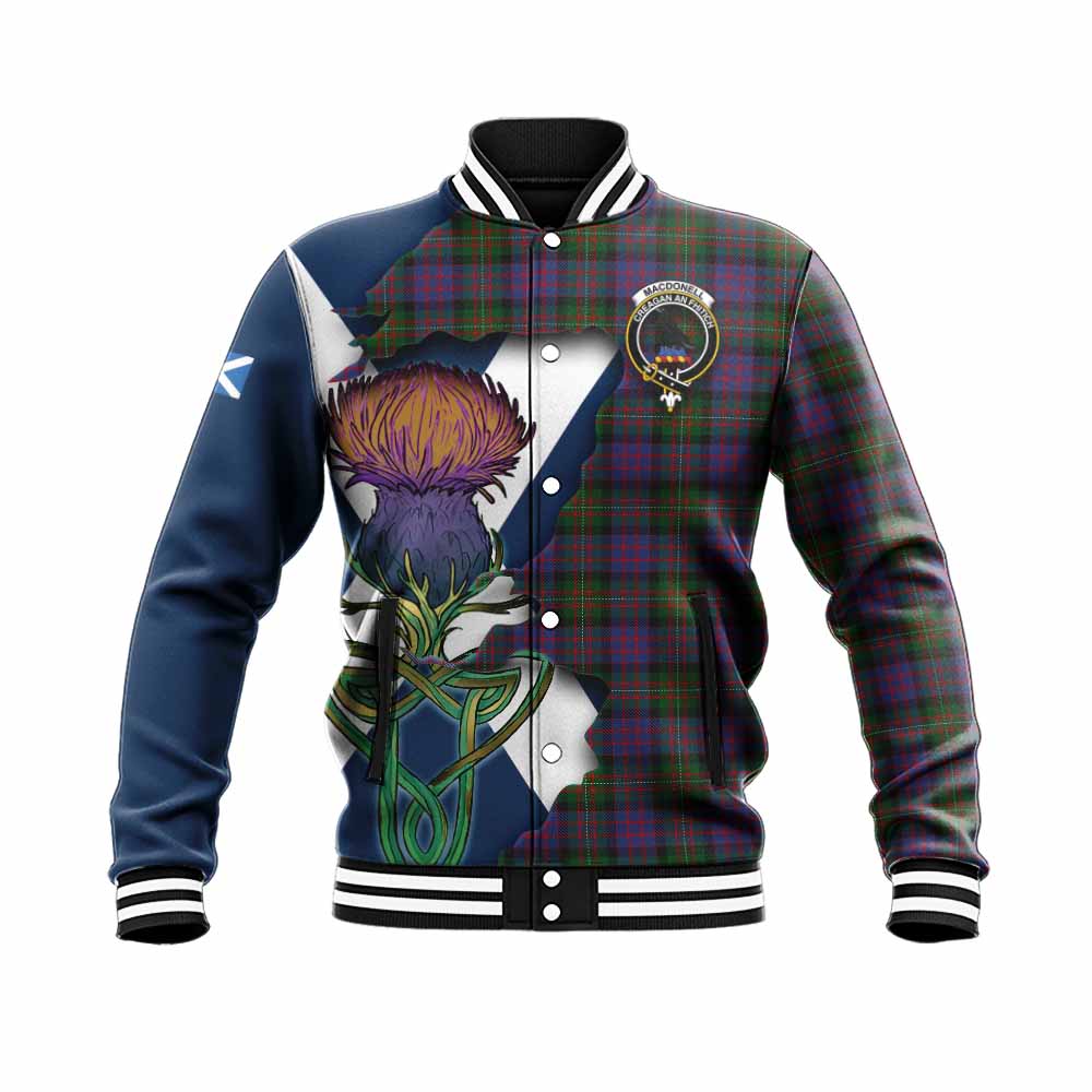 Tartan Vibes Clothing MacDonell (McDonell) Tartan Family Crest Baseball Jacket Scottish Thistle Celtic Inspired