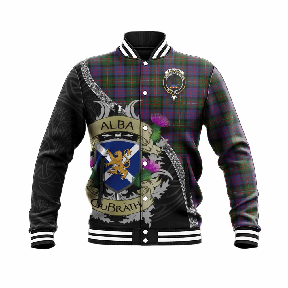 MacDonell (McDonell) Tartan Family Crest Baseball Jacket Lion Rampant Royal Thistle Shield Celtic Inspired Unisex - Tartan Vibes Clothing