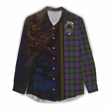 MacDonell (McDonell) Tartan Family Crest Women's Casual Shirt Alba Gu Brath Be Brave Lion Ancient Style Female - Tartan Vibes Clothing