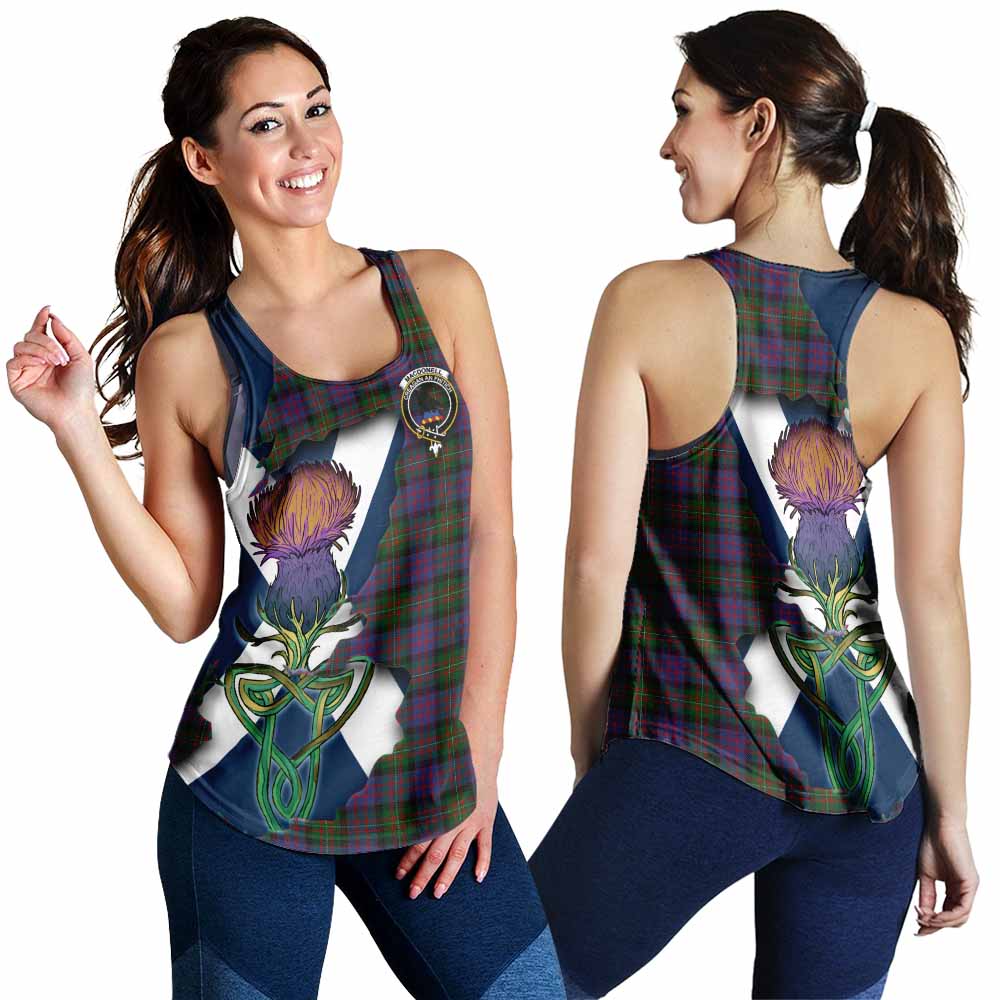 Tartan Vibes Clothing MacDonell (McDonell) Tartan Family Crest Women's Racerback Tanks Scottish Thistle Celtic Inspired