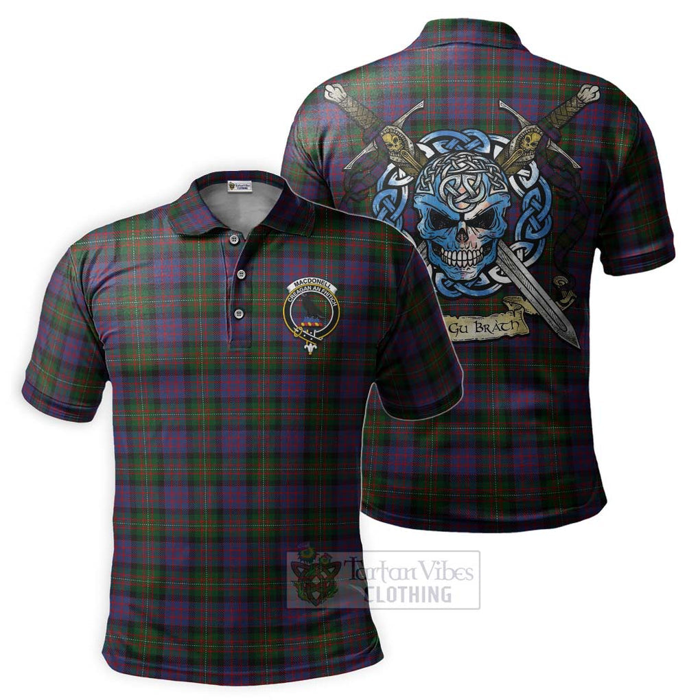 MacDonell (McDonell) Tartan Polo Shirt with Family Crest Celtic Skull Style Kid - Tartan Vibes Clothing