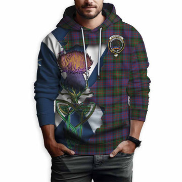 Tartan Vibes Clothing MacDonell (McDonell) Tartan Family Crest Hoodie Scottish Thistle Celtic Inspired
