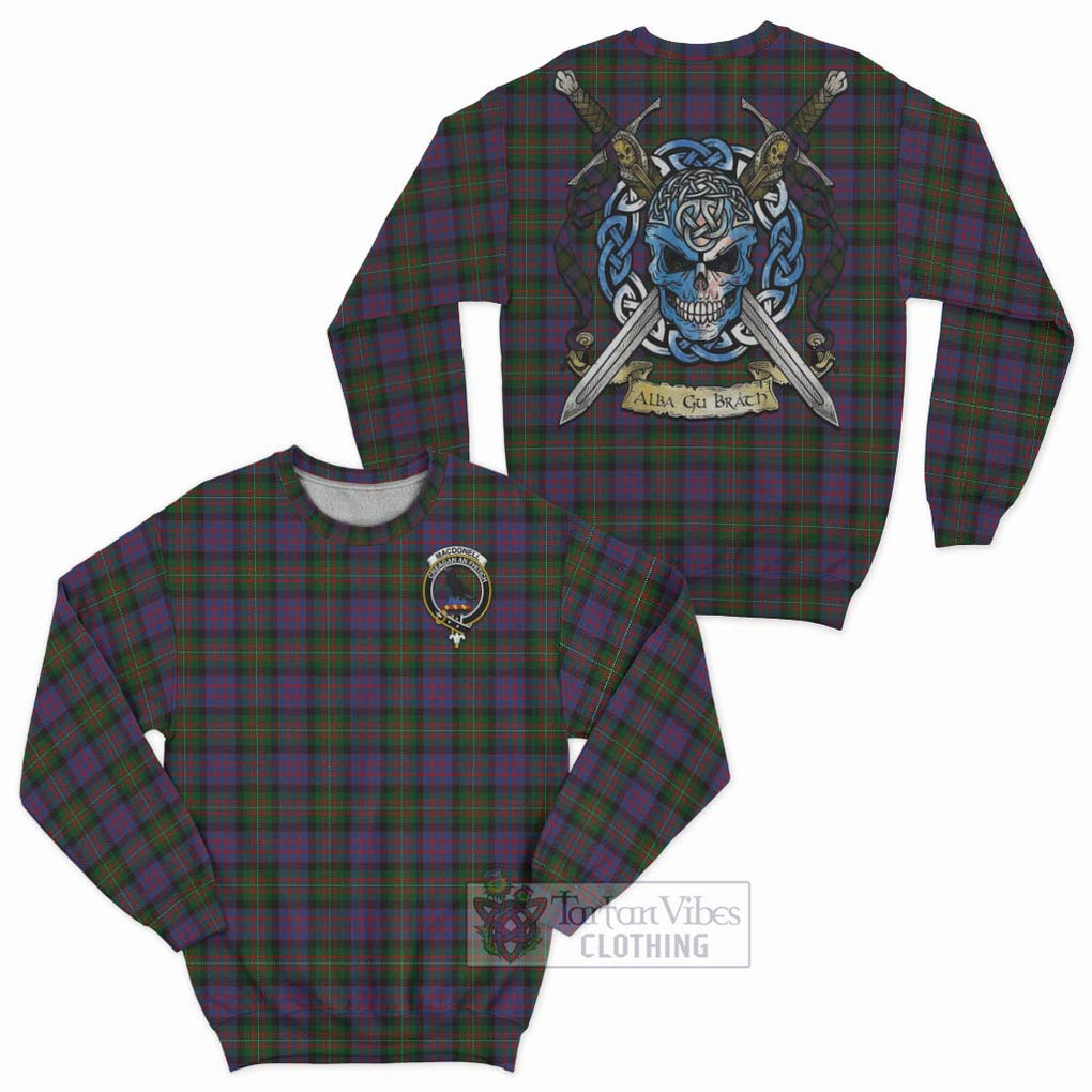 MacDonell (McDonell) Tartan Sweatshirt with Family Crest Celtic Skull Style Unisex - Tartan Vibes Clothing