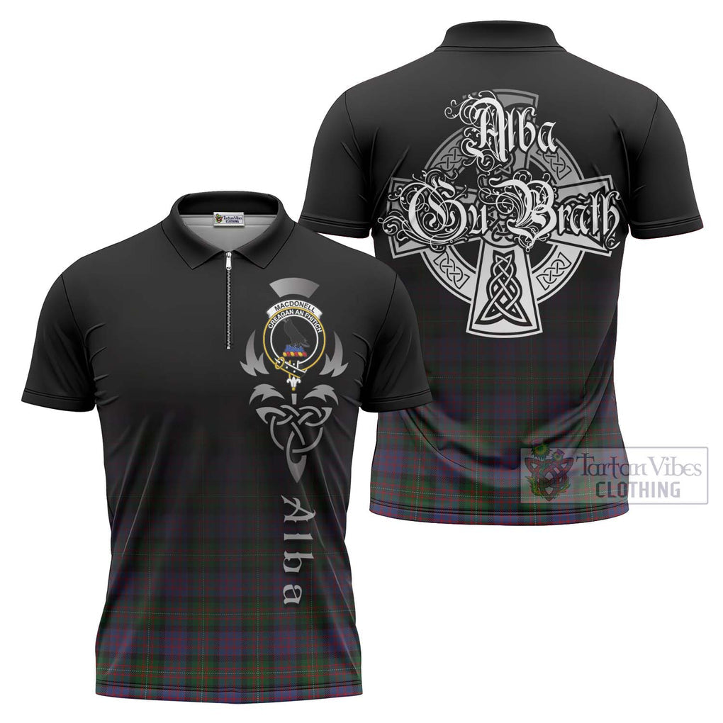 MacDonell (McDonell) Tartan Zipper Polo Shirt Featuring Alba Gu Brath Family Crest Celtic Inspired Unisex - Tartan Vibes Clothing