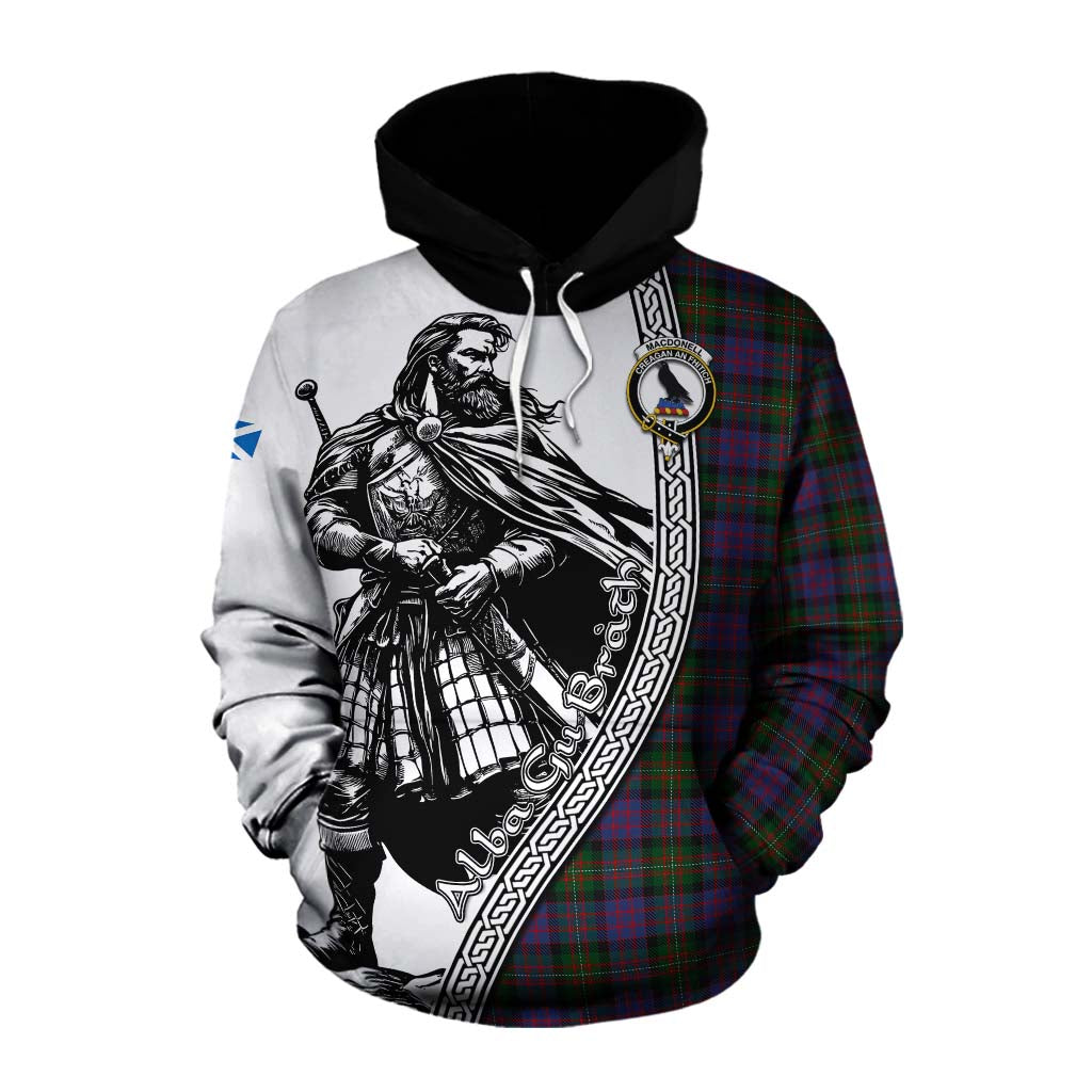 MacDonell (McDonell) Tartan Clan Crest Cotton Hoodie with Highlander Warrior Celtic Style Pullover Hoodie XS - Tartan Vibes Clothing