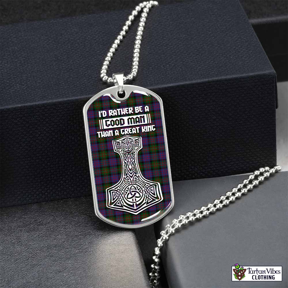 MacDonell (McDonell) Tartan Dog Tag Necklace Viking Mjolnir Style Silver No - Tartan Vibes Clothing
