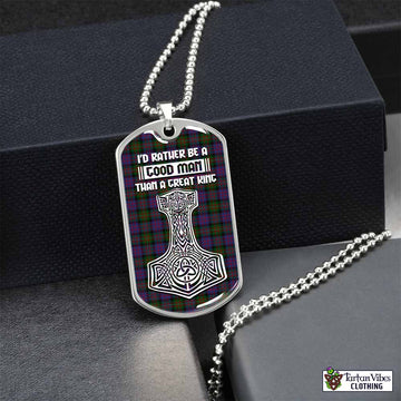 Tartan Vibes Clothing MacDonell (McDonell) Tartan Dog Tag Necklace Viking Mjolnir Style