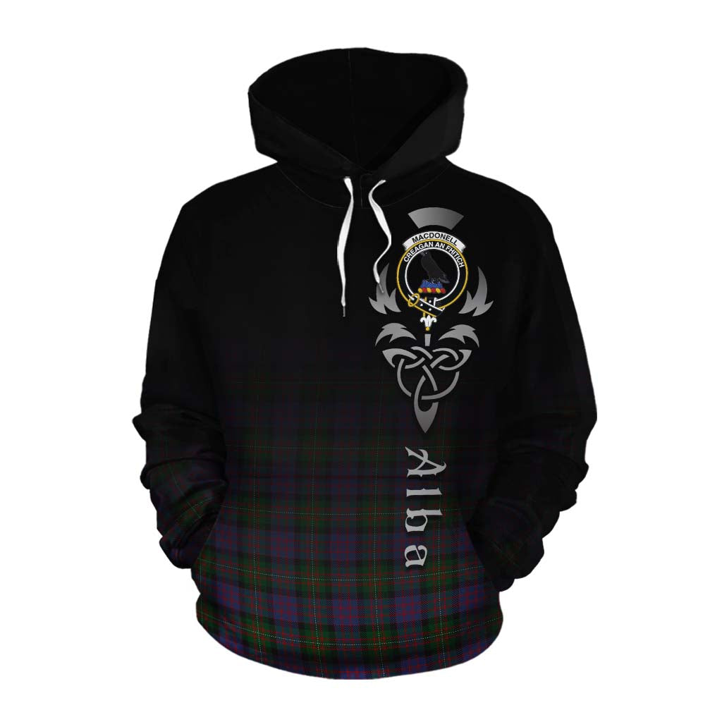 Tartan Vibes Clothing MacDonell (McDonell) Tartan Cotton Hoodie Featuring Alba Gu Brath Family Crest Celtic Inspired