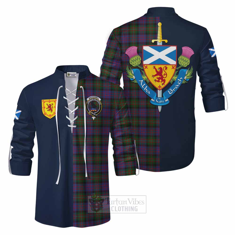 MacDonell (McDonell) Tartan Ghillie Kilt Shirt Alba with Scottish Lion Royal Arm Half Style Men - Tartan Vibes Clothing