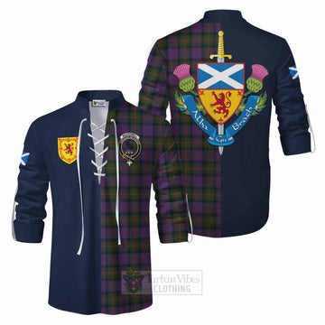 MacDonell (McDonell) Tartan Ghillie Kilt Shirt Alba with Scottish Lion Royal Arm Half Style Men - Tartan Vibes Clothing