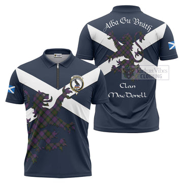 MacDonell (McDonell) Tartan Lion Rampant Zipper Polo Shirt Proudly Display Your Heritage with Alba Gu Brath and Clan Name Unisex - Tartan Vibes Clothing