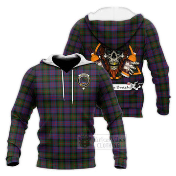 MacDonell (McDonell) Tartan Knitted Hoodie with Family Crest and Bearded Skull Holding Bottles of Whiskey Unisex Knitted Pullover Hoodie - Tartan Vibes Clothing