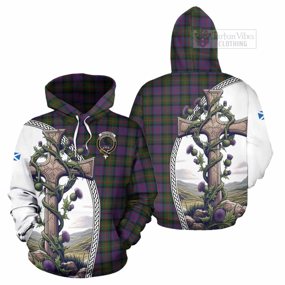 MacDonell (McDonell) Tartan Hoodie with Family Crest and St. Andrew's Cross Accented by Thistle Vines Zip Hoodie - Tartan Vibes Clothing