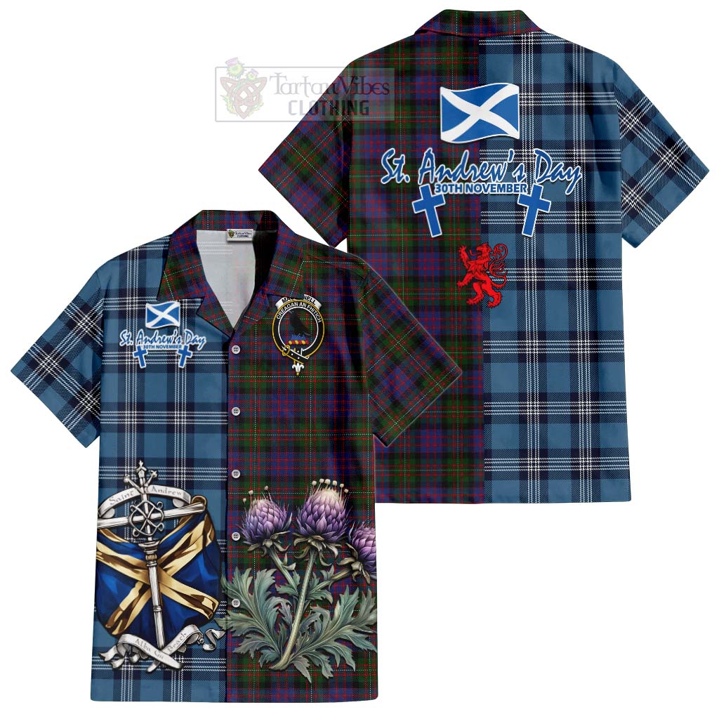 MacDonell (McDonell) Tartan Hawaiian Shirt Happy St. Andrew's Day Half Tartan Style Kid - Tartan Vibes Clothing