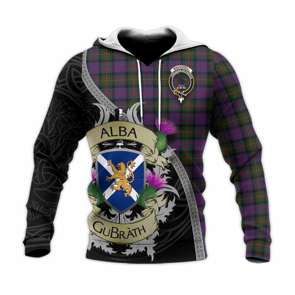 MacDonell (McDonell) Tartan Family Crest Knitted Hoodie Lion Rampant Royal Thistle Shield Celtic Inspired Unisex Knitted Pullover Hoodie - Tartan Vibes Clothing