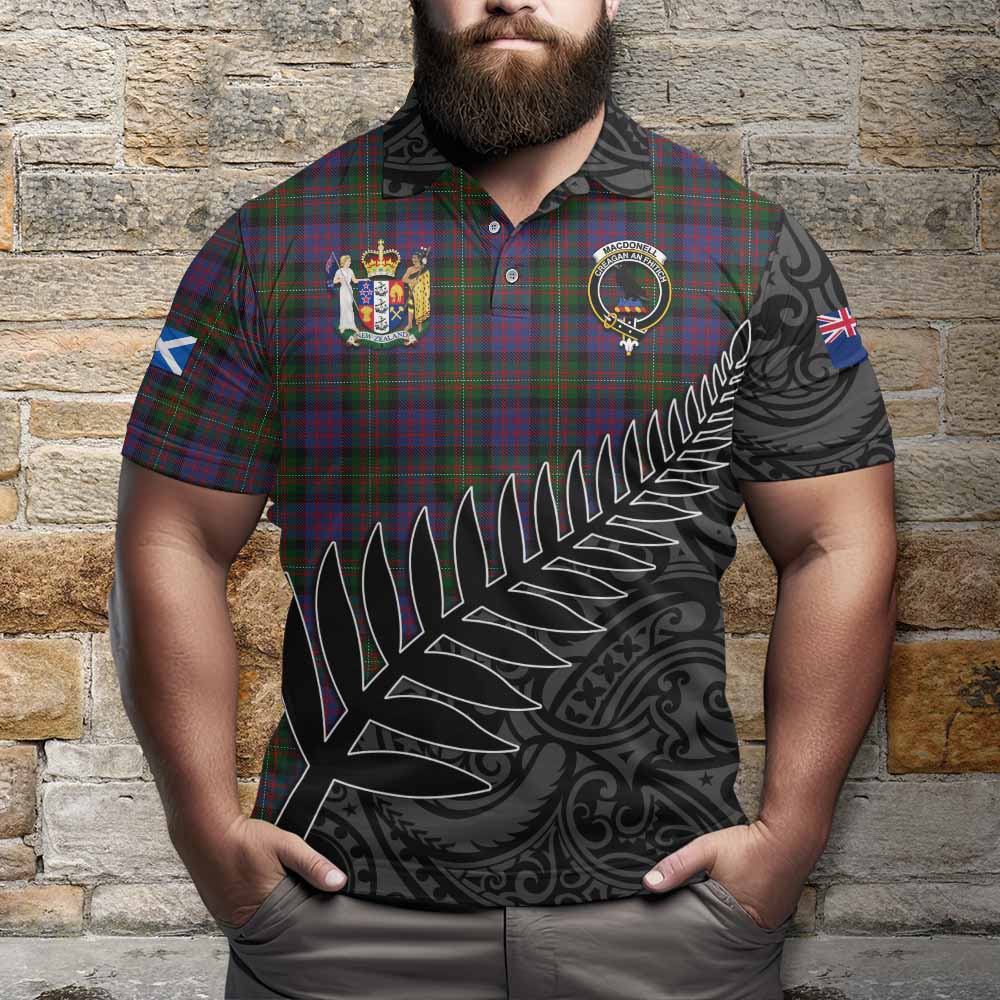 MacDonell (McDonell) Crest Tartan Polo Shirt with New Zealand Silver Fern Half Style Kid - Tartan Vibes Clothing