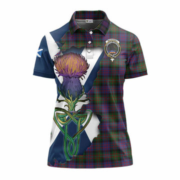 Tartan Vibes Clothing MacDonell (McDonell) Tartan Family Crest Women's Polo Shirt Scottish Thistle Celtic Inspired
