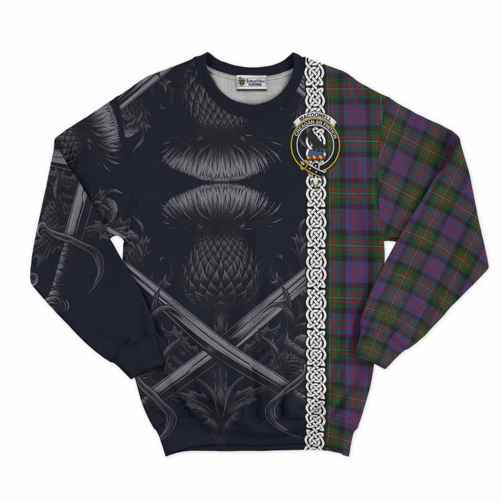 MacDonell (McDonell) Tartan Sweatshirt with Family Crest Cross Sword Thistle Celtic Vibes Unisex - Tartan Vibes Clothing