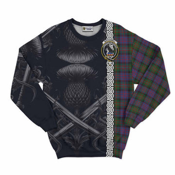 MacDonell (McDonell) Tartan Sweatshirt with Family Crest Cross Sword Thistle Celtic Vibes Unisex - Tartan Vibes Clothing