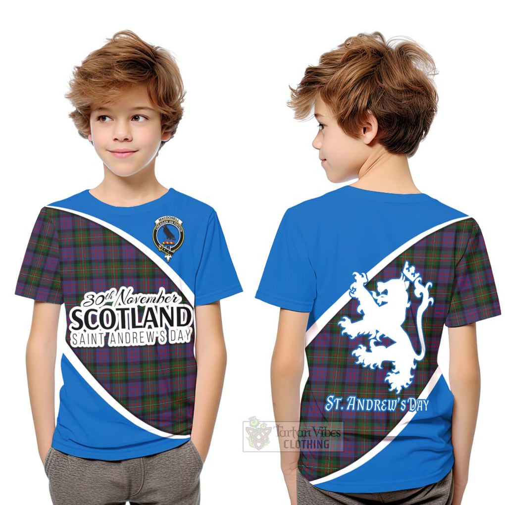 MacDonell (McDonell) Family Crest Tartan Kid T-Shirt Celebrate Saint Andrew's Day in Style Youth XL Size14 - Tartan Vibes Clothing