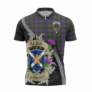 MacDonell (McDonell) Tartan Family Crest Zipper Polo Shirt Lion Rampant Royal Thistle Shield Celtic Inspired Unisex - Tartan Vibes Clothing