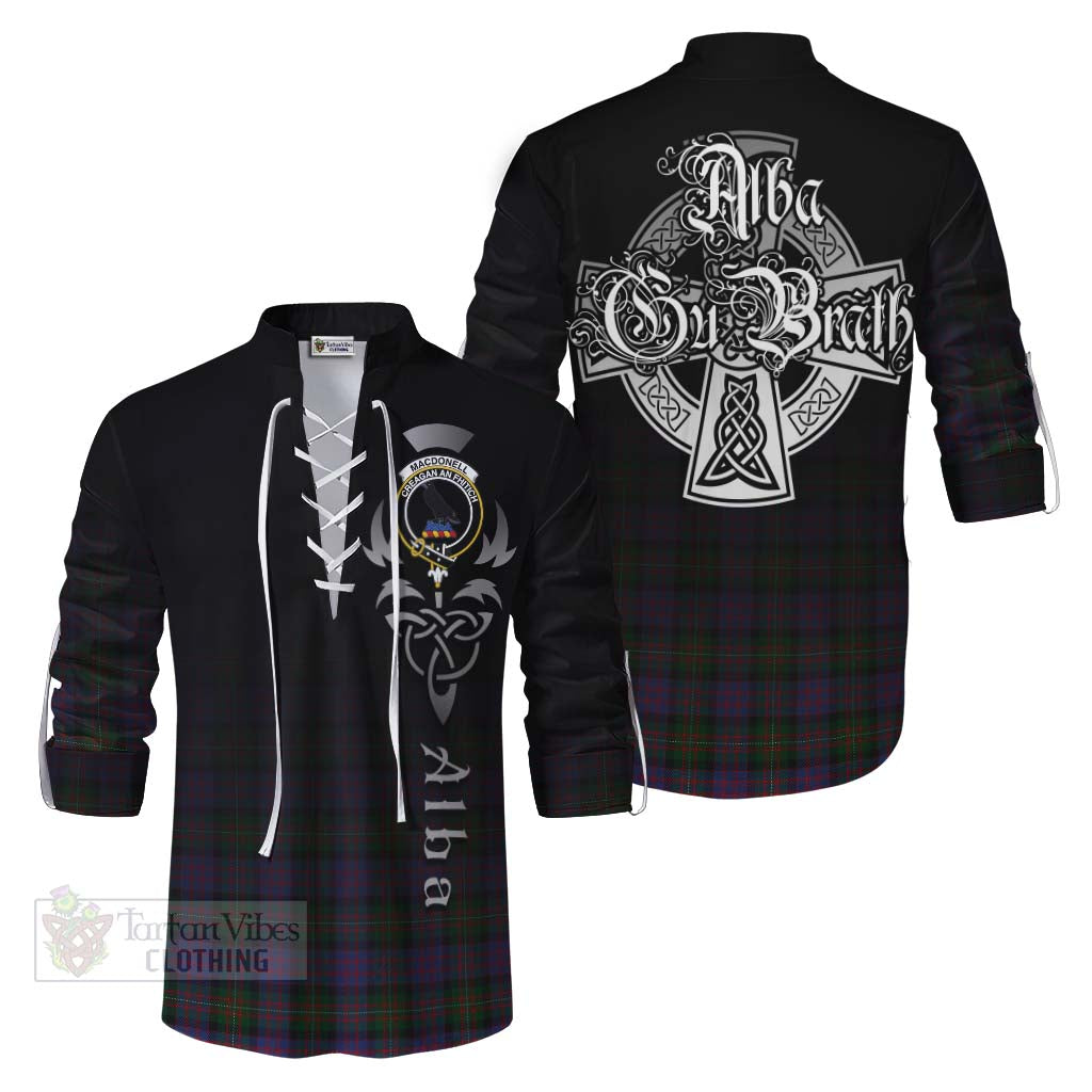 MacDonell (McDonell) Tartan Ghillie Kilt Shirt Featuring Alba Gu Brath Family Crest Celtic Inspired Men - Tartan Vibes Clothing