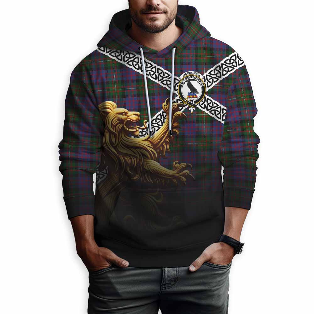MacDonell (McDonell) Crest Tartan Hoodie with Golden Lion Emblem Celtic Style Pullover Hoodie - Tartan Vibes Clothing