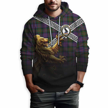 Tartan Vibes Clothing MacDonell (McDonell) Crest Tartan Hoodie with Golden Lion Emblem Celtic Style