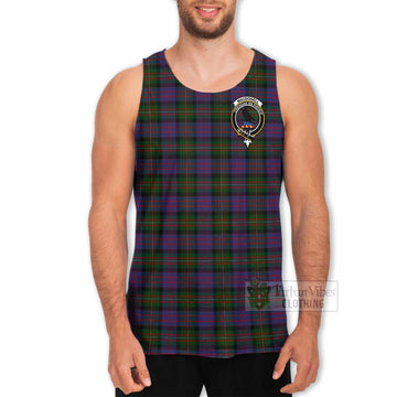 MacDonell (McDonell) Tartan Men's Tank Top with Family Crest and Bearded Skull Holding Bottles of Whiskey - Tartan Vibes Clothing