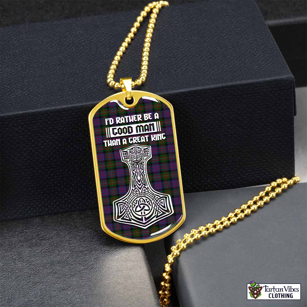MacDonell (McDonell) Tartan Dog Tag Necklace Viking Mjolnir Style Gold No - Tartan Vibes Clothing