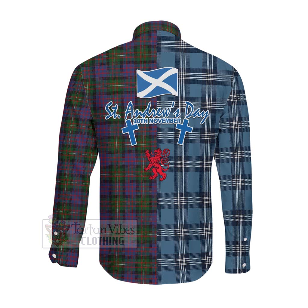 MacDonell (McDonell) Tartan Long Sleeve Button Shirt Happy St. Andrew's Day Half Tartan Style Men's Shirt - Tartan Vibes Clothing