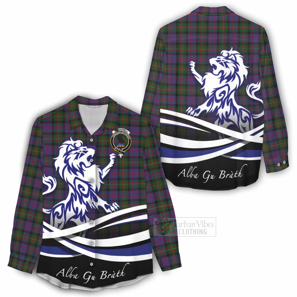 MacDonell (McDonell) Tartan Women's Casual Shirt with Alba Gu Brath Regal Lion Emblem - Tartan Vibes Clothing