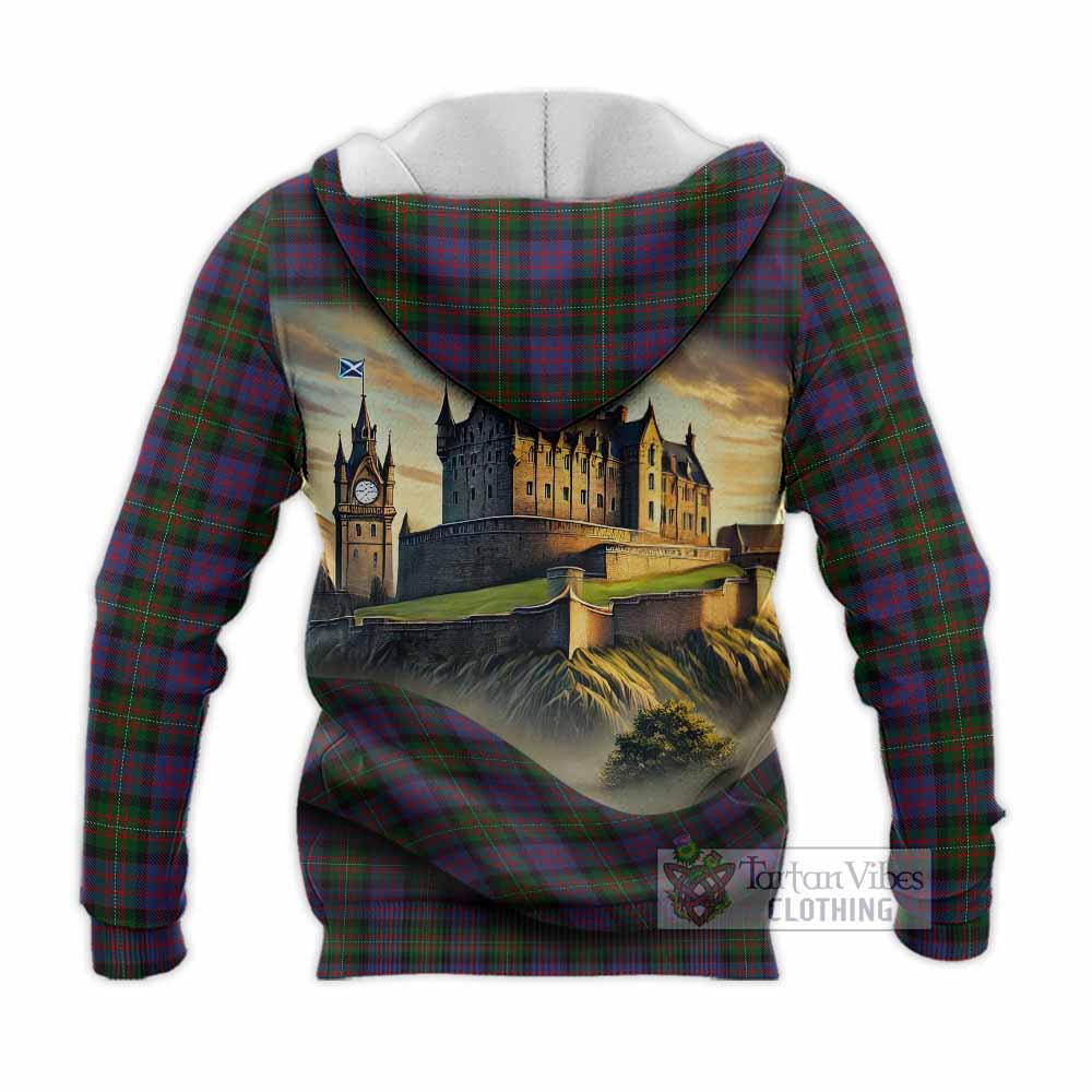 MacDonell (McDonell) Tartan Family Crest Knitted Hoodie with Scottish Ancient Castle Style - Tartan Vibes Clothing