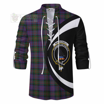 MacDonell (McDonell) Tartan Ghillie Kilt Shirt with Family Crest Circle Style - Tartan Vibes Clothing