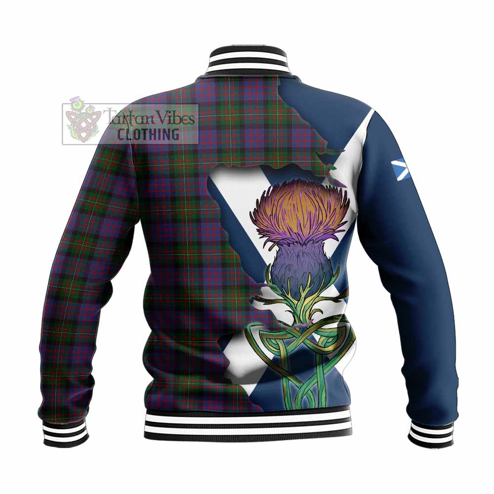 Tartan Vibes Clothing MacDonell (McDonell) Tartan Family Crest Baseball Jacket Scottish Thistle Celtic Inspired