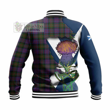 Tartan Vibes Clothing MacDonell (McDonell) Tartan Family Crest Baseball Jacket Scottish Thistle Celtic Inspired