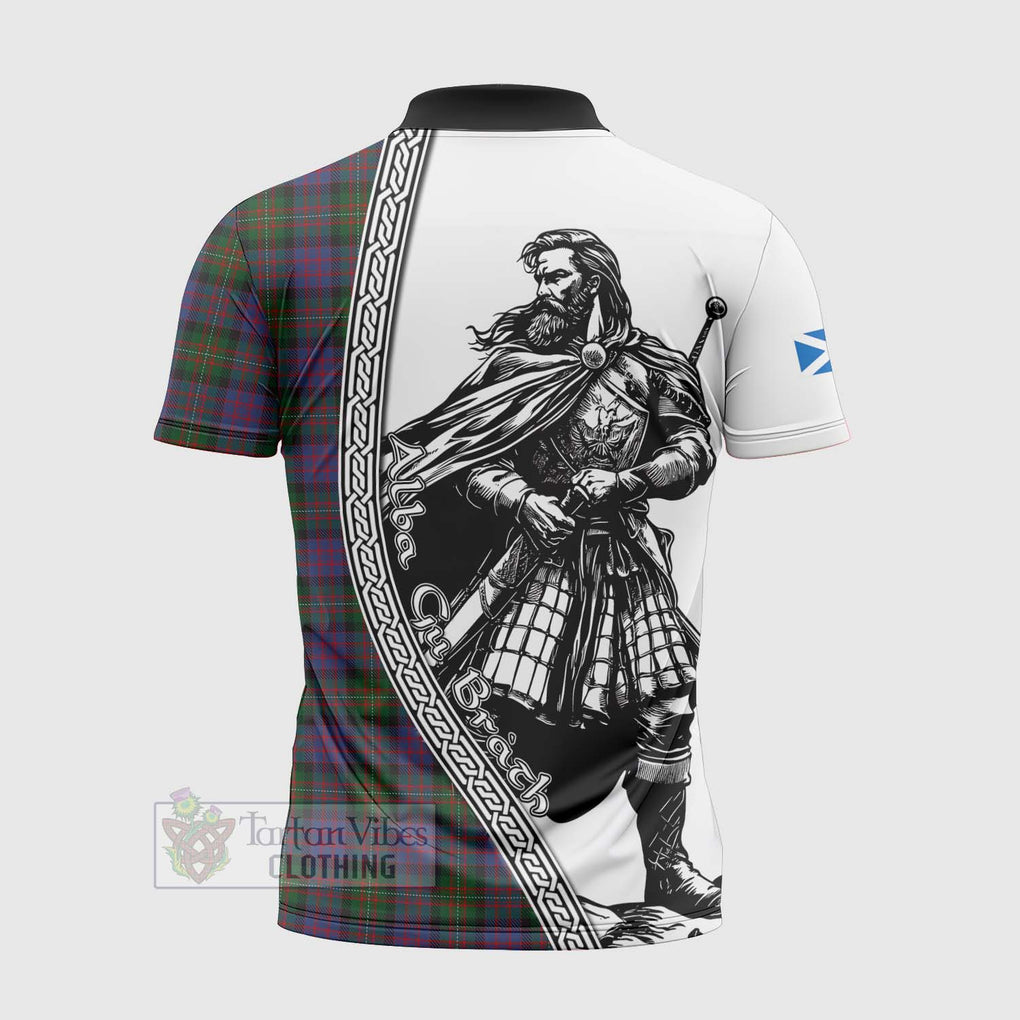 MacDonell (McDonell) Tartan Clan Crest Zipper Polo Shirt with Highlander Warrior Celtic Style - Tartan Vibes Clothing