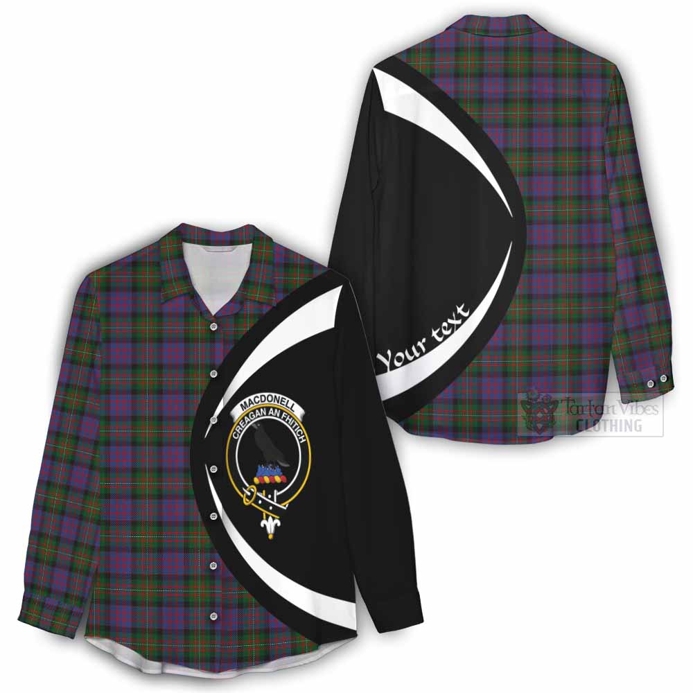 MacDonell (McDonell) Tartan Women's Casual Shirt with Family Crest Circle Style - Tartan Vibes Clothing